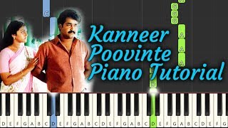 Kanneer Poovinte Piano Tutorial NOTES amp MIDI  Kireedam  Malayalam Song [upl. by Otipaga]