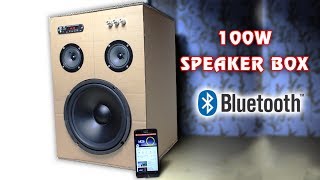 How to make 100W Bluetooth Speaker Box from Cardboard [upl. by Allehcram]