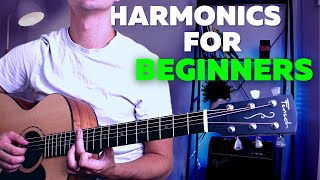 How to Play Harmonics on Acoustic Guitar for Beginners  Harmonics Guitar Lesson [upl. by Okimuk]