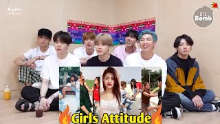 BTS Reaction to Girls attitude  Girls power  Indian Tiktok  PeachyGlosss [upl. by Aslehc]