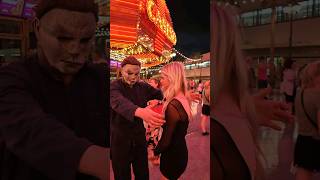 rate his rizz 110 Michael Myers on Fremont Street Experience Las Vegas [upl. by Hakvir951]