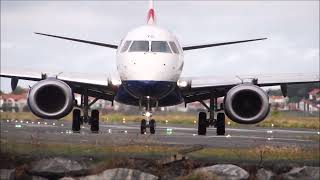 British Airways Cityflyer Embraer E190 Landing amp Take Off  Close Up Shots  San Sebastian Airport [upl. by Berkly]