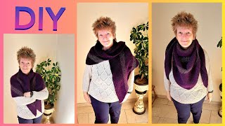 Wunderschönes einfaches Dreieckstuch stricken • DIY  Julebuergerfee [upl. by Ahpla]