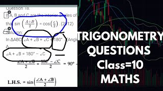 class 10th trigonometry important questions 2024 [upl. by Odrautse]