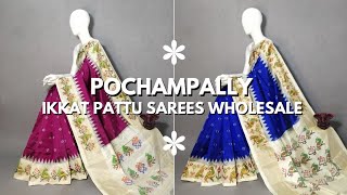 Pochampally Ikkat Pattu Sarees  Pochampally Ikkat Sarees New Designs pochampally [upl. by Gery]