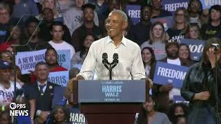 WATCH Obama sings Lose Yourself after Eminems introduction at Detroit rally [upl. by Noeled]