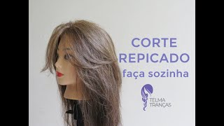 como cortar cabelo sozinha passo a passo de corte repicado  Telma tranças [upl. by Ellemac206]