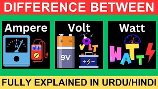 Difference between Ampere Volt and Watt in UrduHindi  Ampere vs Volt vs Watt [upl. by Maryl]