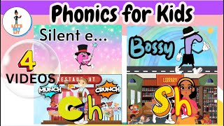 Review Phonics Skills MagicSilent E  Bossy R RControlled Vowels  Digraphs Ch and Sh Phonics [upl. by Drusus]