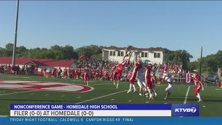 HIghlights Homedale beats Filer in week one of the 2023 season [upl. by Amery612]