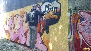 PHANTOMIAS  SemiWildstyle Graffiti Spray  Donald Duck Fanart  Soft Colors  Making Of [upl. by Aihsined]