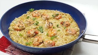 how to make perfect creamy Parmesan shrimp risotto with safran [upl. by Rebmyk998]