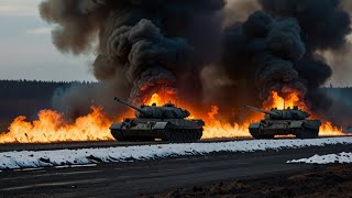 Brutal Ambush Ukrainian LEOPARD 2A7 Blows Up Several Russian T90M main tanks  in Ukrainian territ [upl. by Ennaxor]