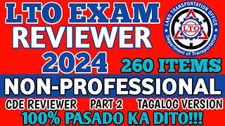 2024 LTO EXAM REVIEWER TAGALOG VERSION NON PROFESSIONAL DRIVERS LICENSE 260 ITEMS  PART 2 [upl. by Yeltsew712]