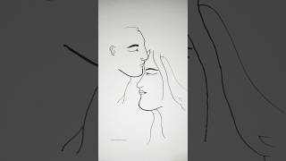 How to draw Romantic Couple Kissing Line Art  shorts romantic art couple [upl. by Orteip]