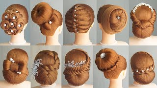 10 Simple And Easy Hairstyle With 1 Donut  Hair Bun Styles For Wedding amp Party [upl. by Gnet]