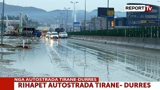 Report TV  Përmbytjet rihapet autostrada TiranëDurrës pas 20 orësh [upl. by Emanuel616]