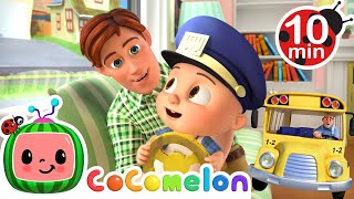 JJ Plays Pretend Wheels On The Bus  CoComelon 🍉  Nursery Rhymes [upl. by Nivanod645]