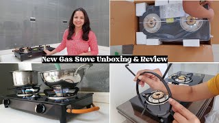 Borosil Glass Top Flare Gas Stove Unboxing and review gasstovereview borosilgasstove [upl. by Ailices]