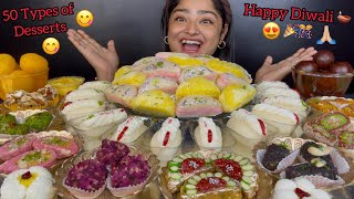 HAPPY DIWALI 2024 🎉🎊 MALAI SANDWICHES MALAI RASGULLA KALA JAMUN RAJBHOG KAJU SWEETS  MUKBANG [upl. by Hortensa407]