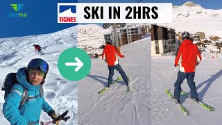 HOW TO SKI in 2 hours  LIVE Beginner Ski Lesson TIGNES Snowboarder To Skier Outake At End [upl. by Russell]