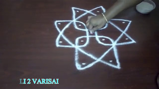 4 PULLI KOLAM 4 PULLI 2 VARISAI KOLAM  EASY RANGOLI [upl. by Apilef]