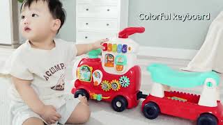 Multifunction 4 in 1 Kids Sliding Car Toddler Push Pull Toy Learning Walkers Push Toy Ride on Train [upl. by Enelhtac173]