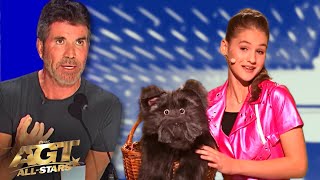 13YearOld Romanian Girl Ventriloquist Makes a PROMISE to Simon Cowell on AGT AllStars 2023 [upl. by Ppilihp]