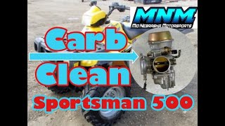 HOW TO  Polaris Sportsman 500 Carburetor Clean Carb Rebuild Kit Gas Fuel Cleaner Repair Kit [upl. by Ahtera794]