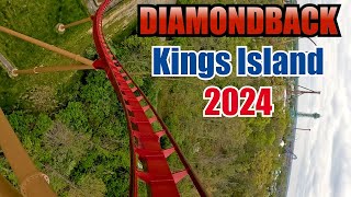 Kings Island Diamondback Roller Coaster  Front Seat 2024  POV 4K [upl. by Lopez310]