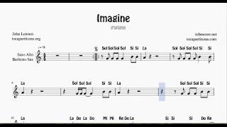 Imagine Partitura Fácil con Notas para Saxofón Alto y Barítono en Mi bemol [upl. by Llewkcor880]