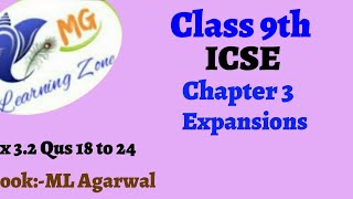 Class 9th ICSE Math Ch 3 Expansions Ex 32 Qus 18 to 24 [upl. by Hannon385]