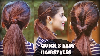 1 Min Everyday EFFORTLESS Hairstyles With Ponytails For School College Work  Indian Hair styles [upl. by Ilysa]