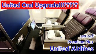 United Airlines Premium Plus Newark EWR to Dubai DXB [upl. by Ydnahs]