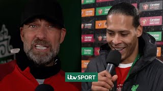 We have a BROMANCE  Jurgen Klopp and Virgil van Dijk after Liverpools Carabao Cup win [upl. by How]