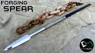 Forging Beautiful SPEAR out of Rusted CHAIN [upl. by Avelin]