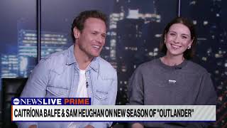 Sam y Cait en ABC News  Press Tour Outlander 7B [upl. by Rawden]