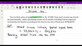 The monthly salary of a married teacher is Rs37990 How much income tax should be paid [upl. by Ycnan140]