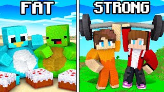 FAT MIKEY amp MILO vs STRONG JJ amp CHIP Build Battle in Minecraft [upl. by Esirrehc]