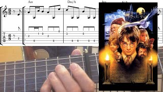 Harry Potter Theme  Fingerstyle Guitar Etude NotesTabsChords [upl. by Nylavad]