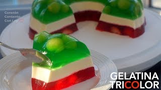 Receta de Gelatina Tricolor  CANTIDADES EN LA CAJITA DE INFORMACIÓN [upl. by Liagiba]