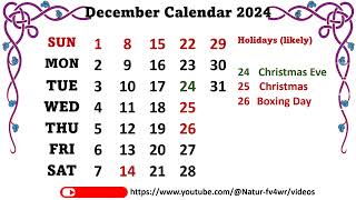 December 2024 Calendar calendar Calendar2024 calendardecember 2024december december 2024 2024 [upl. by Aicnilav]