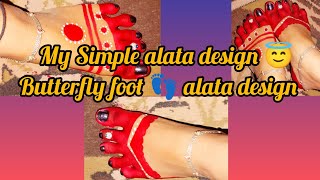 My Simple alata design 😇 butterfly foot 👣 alata design [upl. by Atteroc]