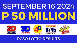 Lotto Result Today 9pm September 16 2024  PCSO Complete [upl. by Adnarb861]