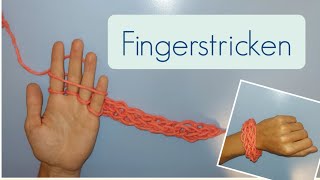 Fingerstricken  Anfang und Ende  Armband selbst machen  Einfach für Anfänger [upl. by Marabel]