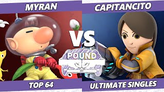 Pound 2022 Top 32  Myran Olimar Vs Capitancito Mii Swordfighter Mii Gunner SSBU Smash Ultimate [upl. by Kcirdneked]