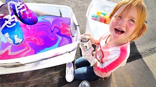 HYDRO Dipping Custom Shoes Adley Learns to make TieDye pumpkins and our new lake house makeover [upl. by Ailelc320]