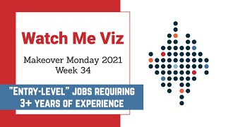 Watch Me Viz  MakeoverMonday 2021 Week 34  quotEntrylevelquot jobs requiring 3 years of experience [upl. by Dnalhsa]