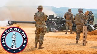 US Army National Guard Powerful M777 howitzers during direct fire [upl. by Ashia]