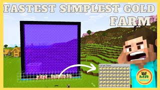 simplest automatic fastest best gold farms 😎 gold xp farm minecraft bedrock minecraft [upl. by Aihsekal]